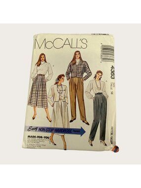 Vintage 1980s McCalls Sewing Pattern 4383 Misses Jacket Blouse Skirt Pants Sz 14